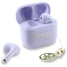 Заредете изображение във визуализатора на галерията – Wireless earphones TWS Guess Effect Printed Classic Logo &amp; Charm lavender
