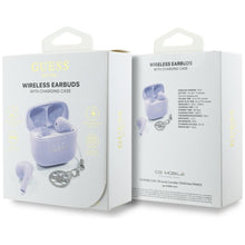 Заредете изображение във визуализатора на галерията – Wireless earphones TWS Guess Effect Printed Classic Logo &amp; Charm lavender
