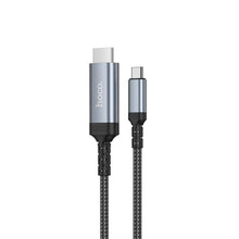 Заредете изображение във визуализатора на галерията – Screen mirroring cable USB C to HDMI Hoco 4K 30Hz 1,8 m UA43 metal gray
