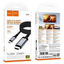 Заредете изображение във визуализатора на галерията – Screen mirroring cable USB C to HDMI Hoco 4K 30Hz 1,8 m UA43 metal gray
