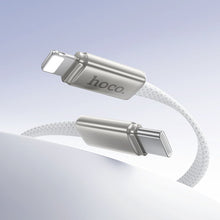 Заредете изображение във визуализатора на галерията – Flat Cable USB C to Lightning Hoco PD 30W 1 m X125 white
