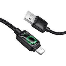 Заредете изображение във визуализатора на галерията – Cable with LCD USB A to Lightning Hoco 2,4A 1,2 m U146 black
