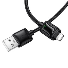 Заредете изображение във визуализатора на галерията – Cable with LCD USB A to Lightning Hoco 2,4A 1,2 m U146 black
