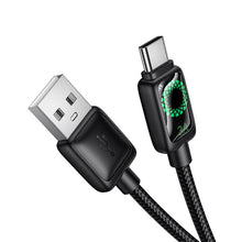 Заредете изображение във визуализатора на галерията – Cable with LCD USB A to USB C Hoco 3A 1,2 m U146 black
