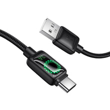 Заредете изображение във визуализатора на галерията – Cable with LCD USB A to USB C Hoco 3A 1,2 m U146 black
