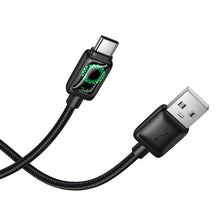 Заредете изображение във визуализатора на галерията – Cable with LCD USB A to USB C Hoco 3A 1,2 m U146 black
