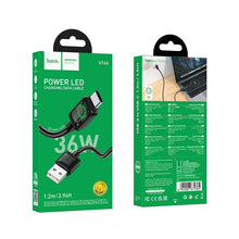 Заредете изображение във визуализатора на галерията – Cable with LCD USB A to USB C Hoco 3A 1,2 m U146 black
