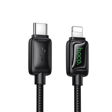 Заредете изображение във визуализатора на галерията – Cable with LCD USB C to USB C Hoco 3A 60W 1,2 m U146 black
