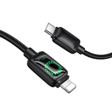 Заредете изображение във визуализатора на галерията – Cable with LCD USB C to USB C Hoco 3A 60W 1,2 m U146 black
