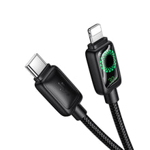 Заредете изображение във визуализатора на галерията – Cable with LCD USB C to Lightning Hoco PD 30W 1,2 m U146 black
