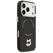 Заредете изображение във визуализатора на галерията – KARL LAGERFELD case for IPHONE 17 Pro Max compatible with MagSafe KLHMP17XPSMLRCHK (PU Choupette Pin) black
