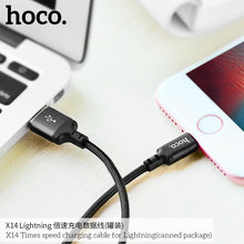 Заредете изображение във визуализатора на галерията – Кабел Hoco USB A to Lightning X14 1 m черен

