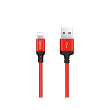 Заредете изображение във визуализатора на галерията – Кабел Hoco USB A to Lightning X14 1 m черен червен
