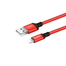 Заредете изображение във визуализатора на галерията – Кабел Hoco USB A to Lightning X14 1 m черен червен
