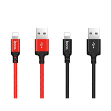 Заредете изображение във визуализатора на галерията – Кабел Hoco USB A to Lightning X14 1 m черен червен
