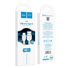 Заредете изображение във визуализатора на галерията – Кабел Hoco USB A to Type C 2,4A X20 1 m бял
