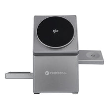 Заредете изображение във визуализатора на галерията – Wireless charger Forcell F-Energy 3in1 Rotation Cube Qi2 compatible with MagSafe (F-06) silver
