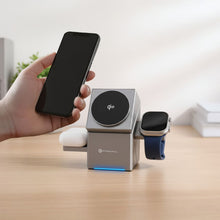 Заредете изображение във визуализатора на галерията – Wireless charger Forcell F-Energy 3in1 Rotation Cube Qi2 compatible with MagSafe (F-06) silver
