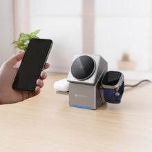 Заредете изображение във визуализатора на галерията – Wireless charger Forcell F-Energy 3in1 Rotation Cube Qi2 compatible with MagSafe (F-06) silver
