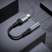 Заредете изображение във визуализатора на галерията – Adapter AUX Lighnting to Jack 3,5 mm Hoco 0,12 m LS36A metal gray
