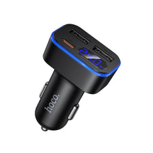 Заредете изображение във визуализатора на галерията – Car charger Hoco with LCD 2xUSB A + 1xUSB C PD QC3.0 42W Z63A black
