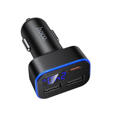 Заредете изображение във визуализатора на галерията – Car charger Hoco with LCD 2xUSB A + 1xUSB C PD QC3.0 42W Z63A black
