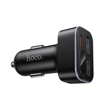 Заредете изображение във визуализатора на галерията – Car charger Hoco with LCD 2xUSB A + 1xUSB C PD QC3.0 42W Z63A black
