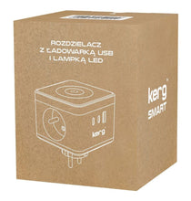 Заредете изображение във визуализатора на галерията – KERG Smart 2-socket power cube + USB-A + USB-C charger + LED lamp 16A/250V~ white
