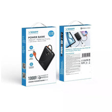 Заредете изображение във визуализатора на галерията – Powerbank 10000 mAh with built-in cable USB C QC3.0 PD 2A 22,5W K1C W1189 black
