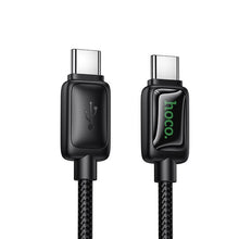 Заредете изображение във визуализатора на галерията – Cable with LCD USB C to USB C Hoco 3A 60W 1,2 m U146 black
