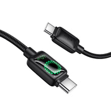 Заредете изображение във визуализатора на галерията – Cable with LCD USB C to USB C Hoco 3A 60W 1,2 m U146 black
