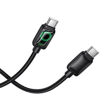 Заредете изображение във визуализатора на галерията – Cable with LCD USB C to USB C Hoco 3A 60W 1,2 m U146 black
