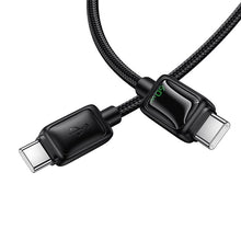 Заредете изображение във визуализатора на галерията – Cable with LCD USB C to USB C Hoco 3A 60W 1,2 m U146 black
