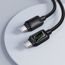 Заредете изображение във визуализатора на галерията – Cable with LCD USB C to USB C Hoco 3A 60W 1,2 m U146 black
