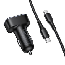 Заредете изображение във визуализатора на галерията – Car charger Hoco USB A + USB C PD QC3.0 48W + cable USB C to C Z63B black
