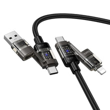 Заредете изображение във визуализатора на галерията – Cable 4in1 USB A/C to USB C/Lightning Hoco 240W 1,2 m U151 black
