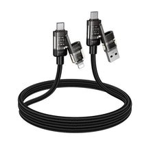 Заредете изображение във визуализатора на галерията – Cable 4in1 USB A/C to USB C/Lightning Hoco 240W 1,2 m U151 black

