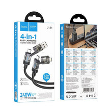 Заредете изображение във визуализатора на галерията – Cable 4in1 USB A/C to USB C/Lightning Hoco 240W 1,2 m U151 black
