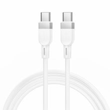 Заредете изображение във визуализатора на галерията – Silicone Кабел USB C към USB C Hoco 3A 60W 1 m X109 бял

