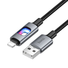 Заредете изображение във визуализатора на галерията – LED Cable USB A to Lightning Hoco 2,4A 1,2 m U144 black
