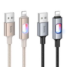 Заредете изображение във визуализатора на галерията – LED Cable USB A to Lightning Hoco 2,4A 1,2 m U144 black
