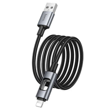 Заредете изображение във визуализатора на галерията – LED Cable USB A to Lightning Hoco 2,4A 1,2 m U144 black
