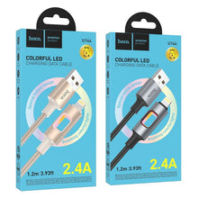 Заредете изображение във визуализатора на галерията – LED Cable USB A to Lightning Hoco 2,4A 1,2 m U144 black
