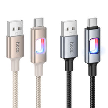 Заредете изображение във визуализатора на галерията – LED Cable USB A to USB C Hoco 3A 1,2 m U144 white
