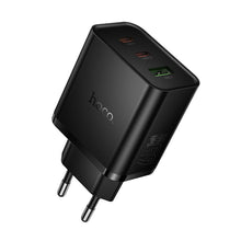 Заредете изображение във визуализатора на галерията – Phone charger Hoco 2x USB C + USB A QC3.0 PD 3A 65W N75 black
