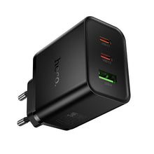 Заредете изображение във визуализатора на галерията – Phone charger Hoco 2x USB C + USB A QC3.0 PD 3A 65W N75 black

