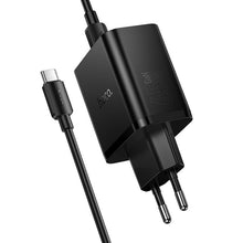 Заредете изображение във визуализатора на галерията – Phone charger Hoco 2x USB C + USB A QC3.0 PD 3A 65W + data Кабел USB C към USB C N75 черен
