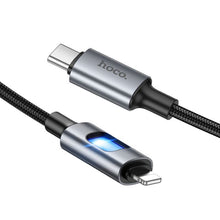 Заредете изображение във визуализатора на галерията – LED Cable USB C to Lightning Hoco PD 27W 1,2 m U144 black
