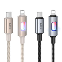Заредете изображение във визуализатора на галерията – LED Cable USB C to Lightning Hoco PD 27W 1,2 m U144 black
