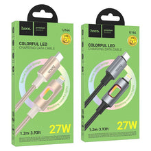 Заредете изображение във визуализатора на галерията – LED Cable USB C to Lightning Hoco PD 27W 1,2 m U144 black
